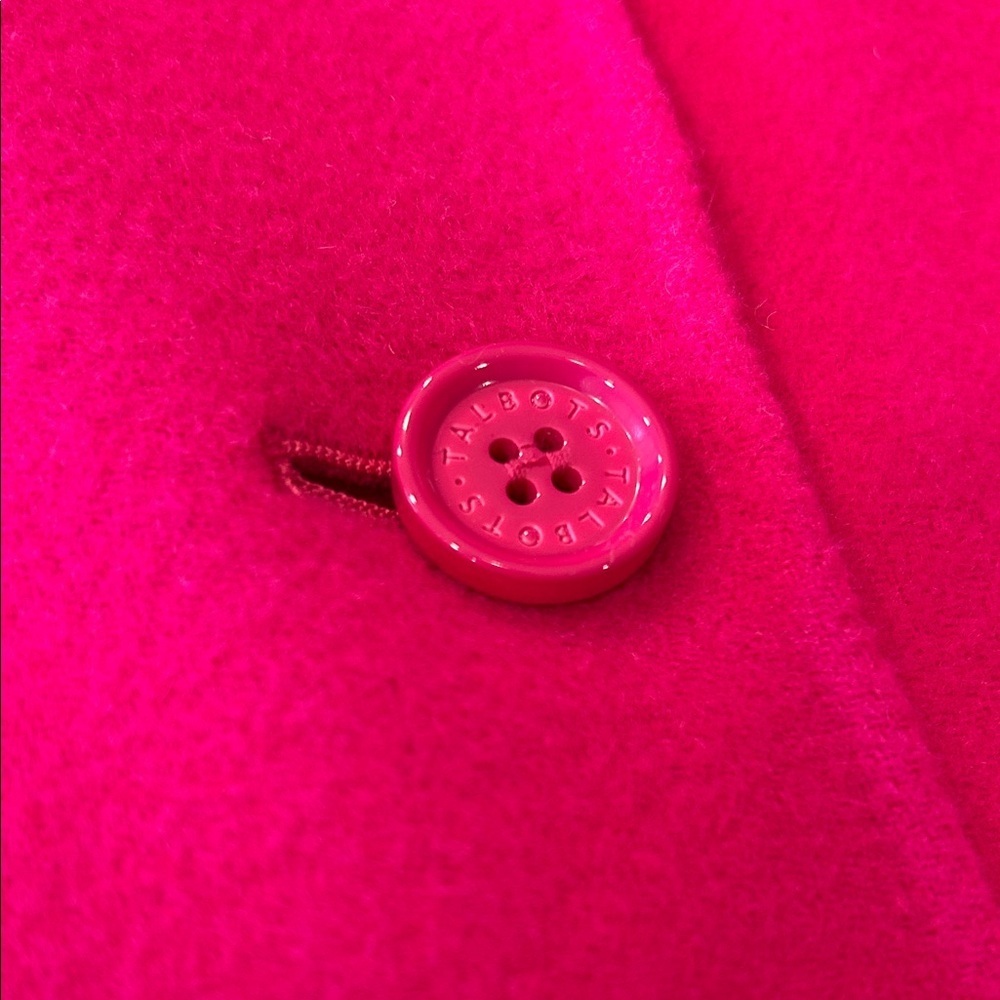 Talbots Ruffle-Neck Double-Face Jacket Pink Wool Blend Pockets Preppy 10 - Picture 11 of 14
